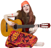 woman playing the guitar ui